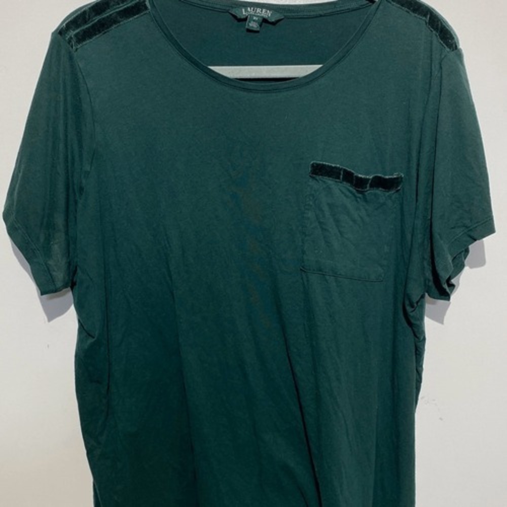 Lauren Ralph Lauren Men's Green Solid Crew Neck‎ Short Sleeve T-Shirt Size 3X